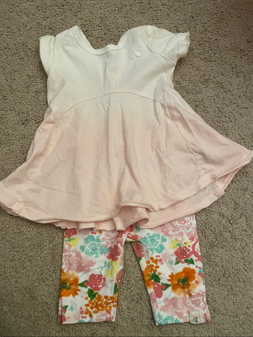 Burt's Bees Baby Pink Ombre Tunic with Floral Leggings